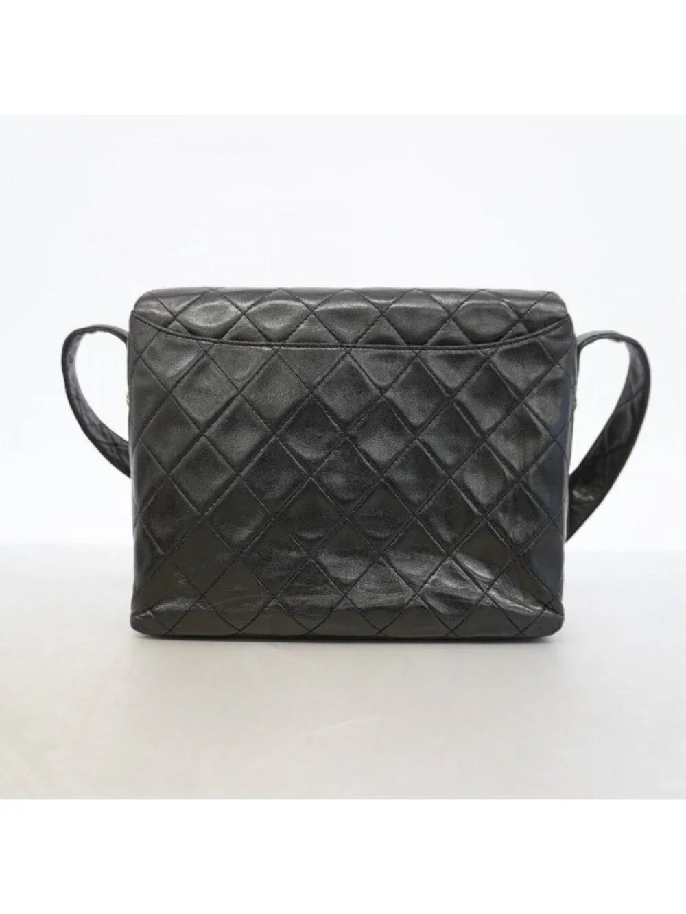 Chanel Shoulder Bag Quilted Lambskin Black Gold